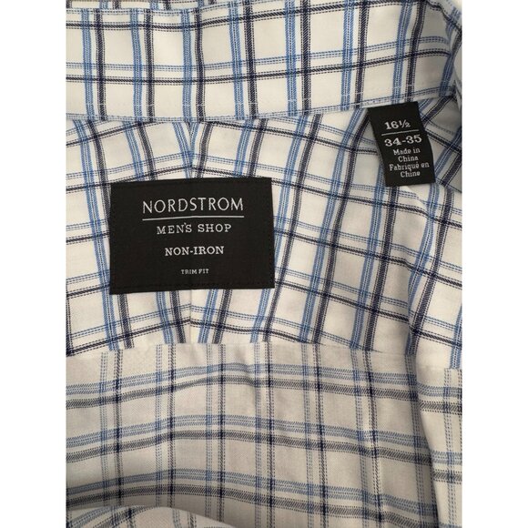 Nordstrom Non-iron Trim Fit Button Up Long Sleeves Dress Shirt Mens Size 34-35 - Picture 5 of 7